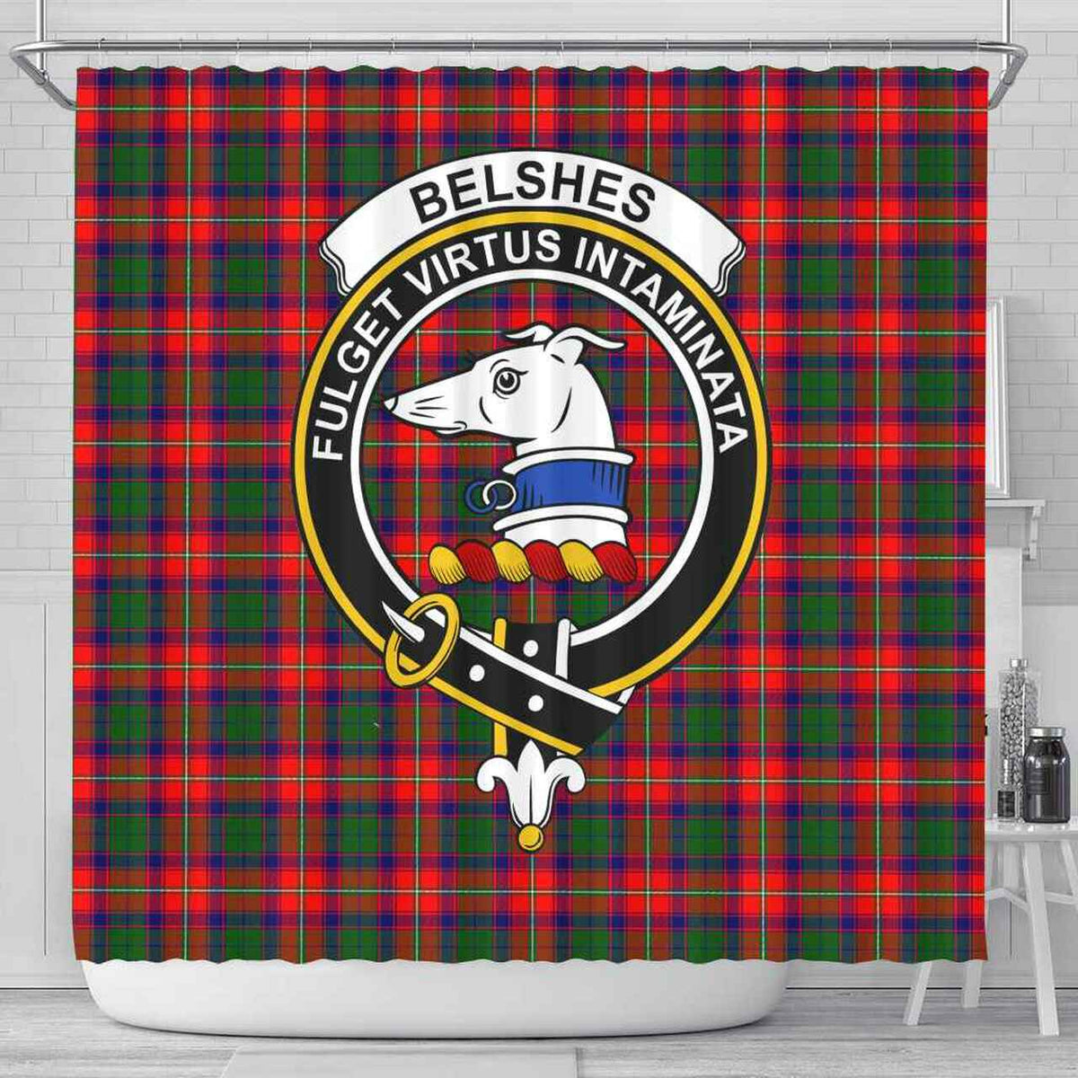 Belshes Tartan Crest Shower Curtain