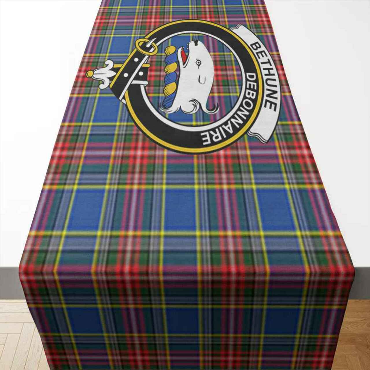 Bethune Tartan Crest Table Runner - Cotton table runner