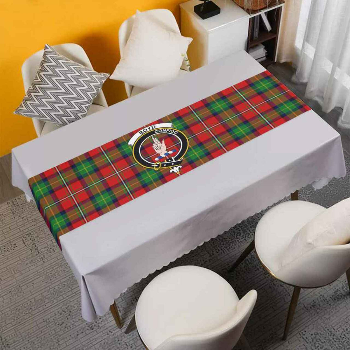 Boyd Tartan Crest Table Runner - Cotton table runner