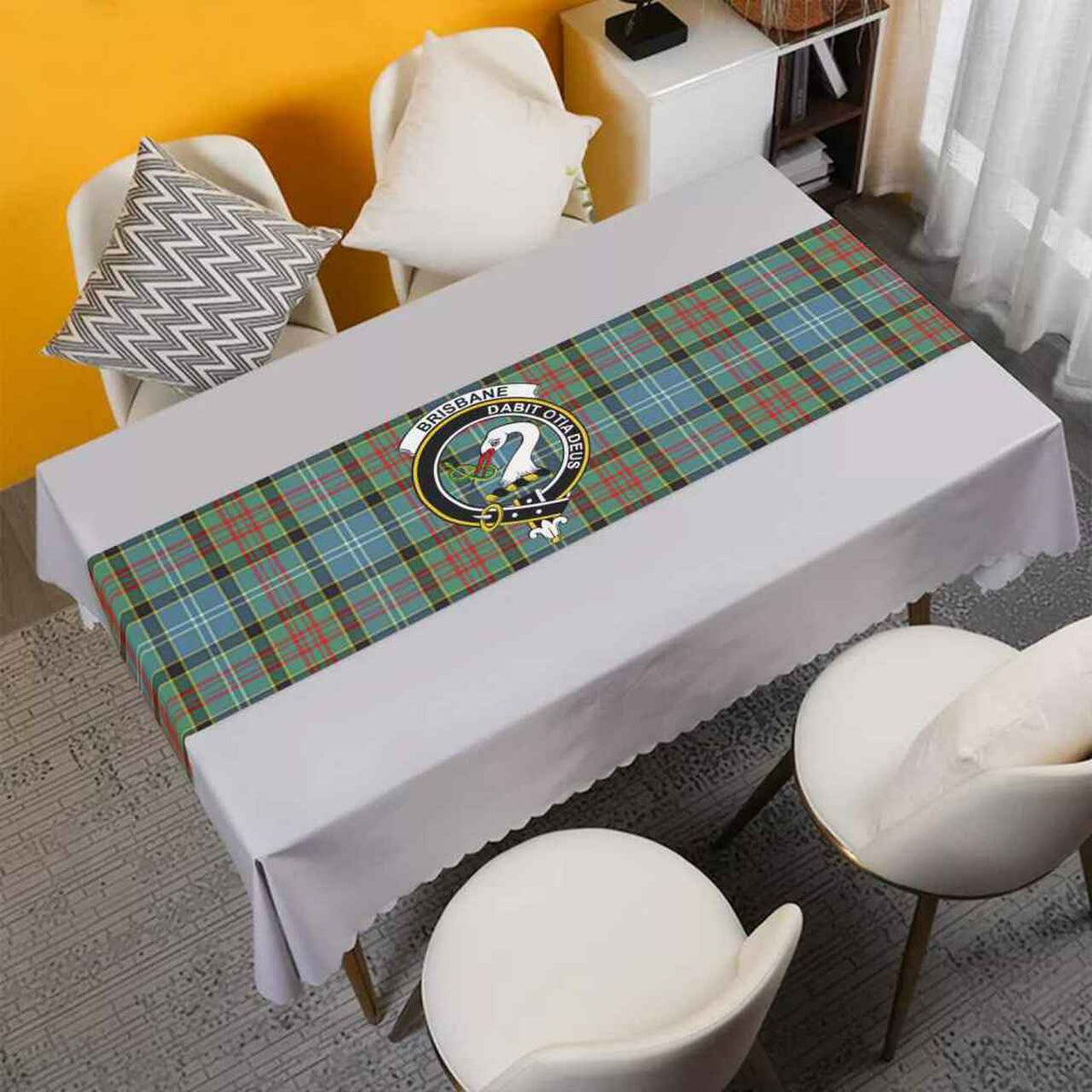 Brisbane Tartan Crest Table Runner - Cotton table runner