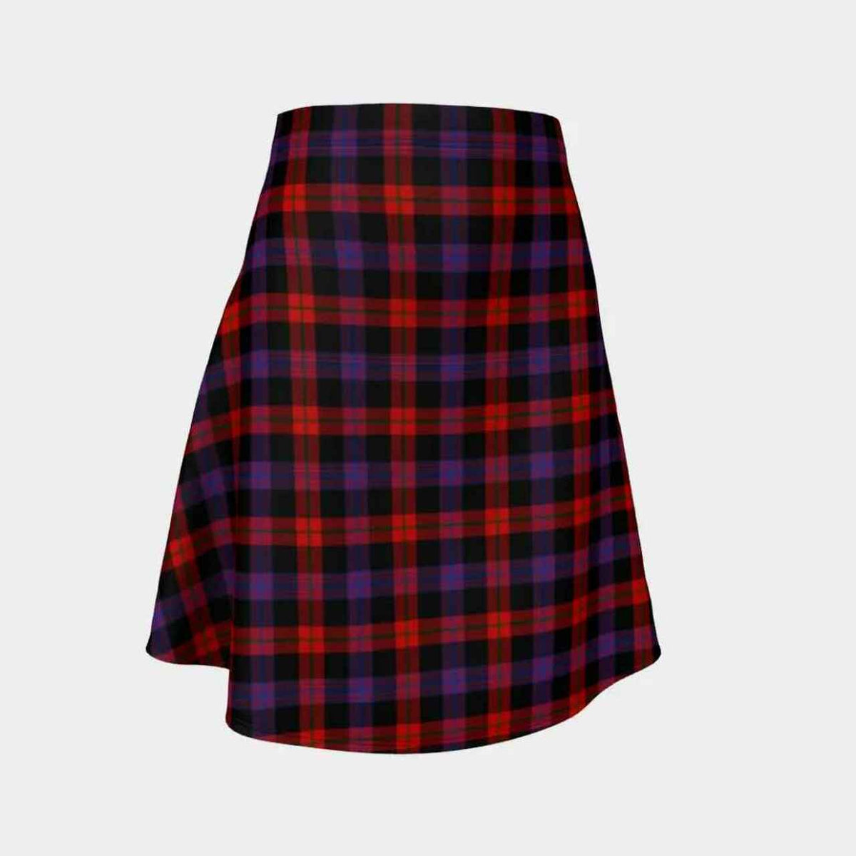 Brown Modern Tartan Flared Skirt