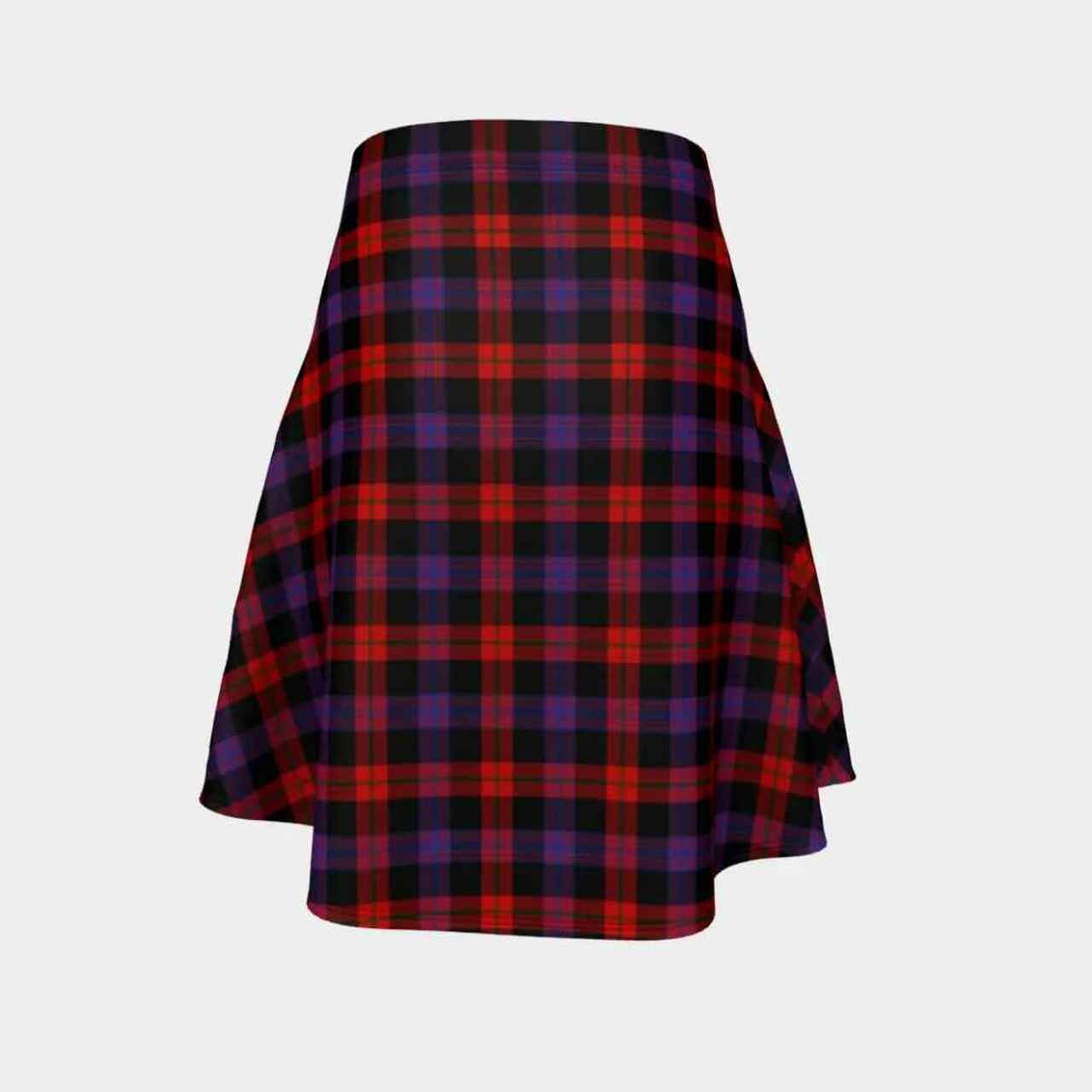 Brown Modern Tartan Flared Skirt