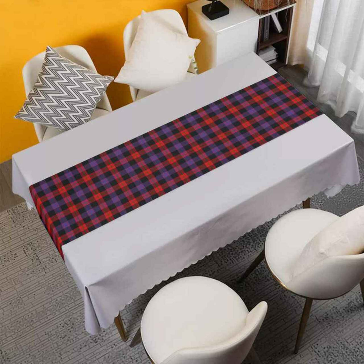 Brown Modern Tartan Table Runner - Cotton table runner