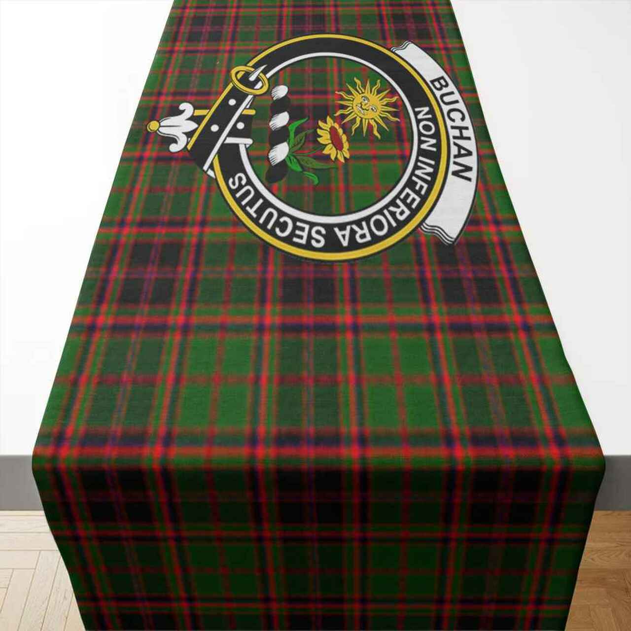 Buchan Tartan Crest Table Runner - Cotton table runner