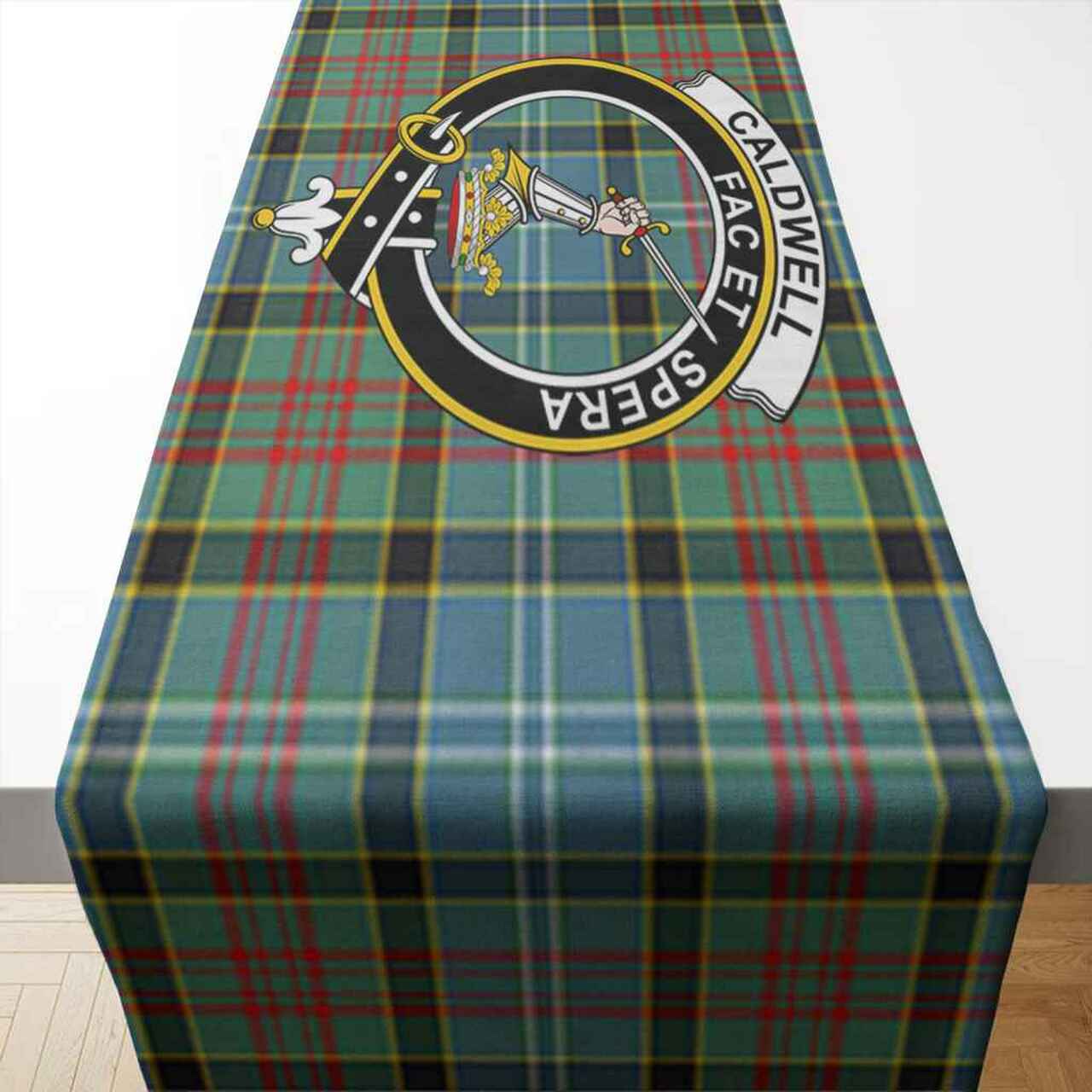 Caldwell Tartan Crest Table Runner - Cotton table runner