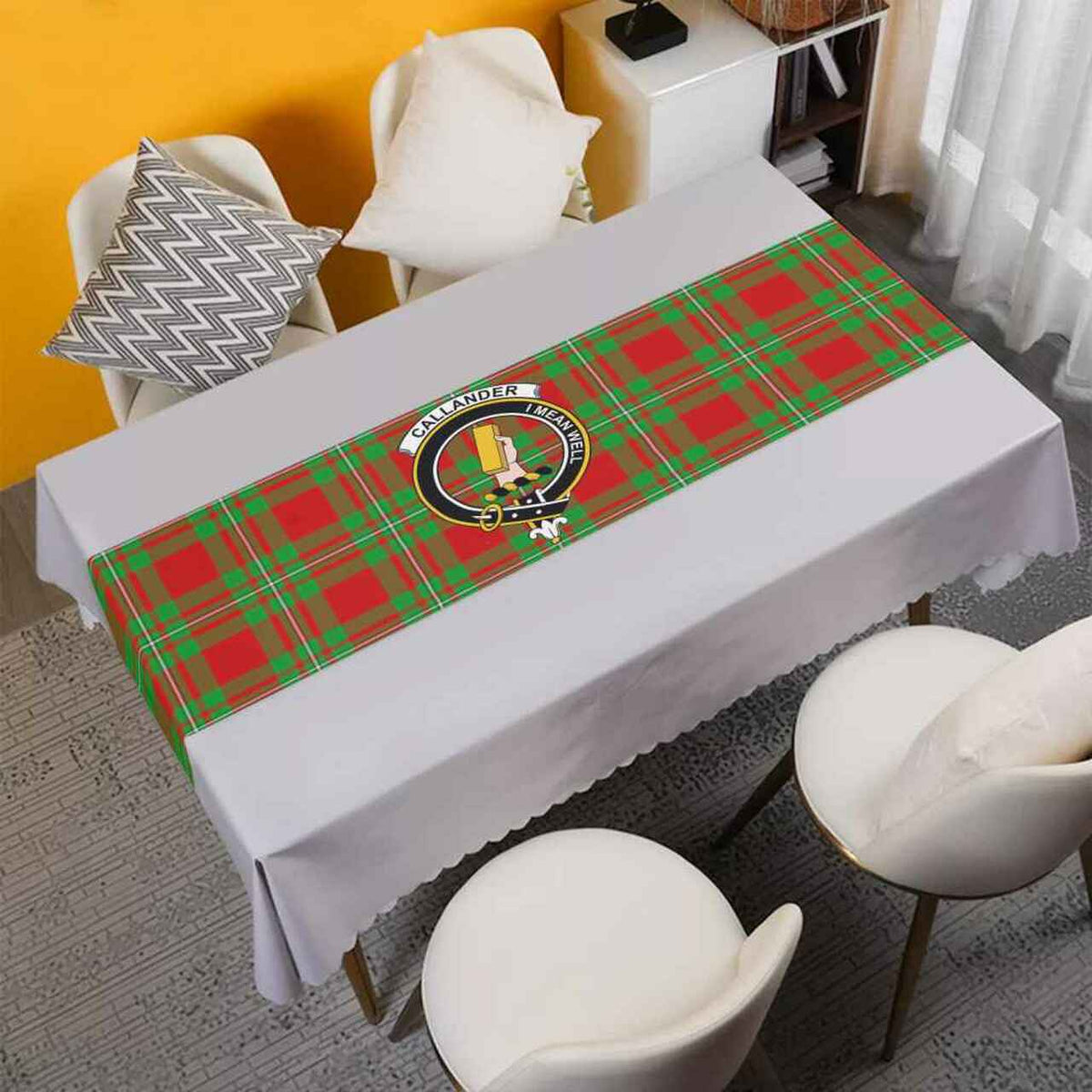 Callander Tartan Crest Table Runner - Cotton table runner