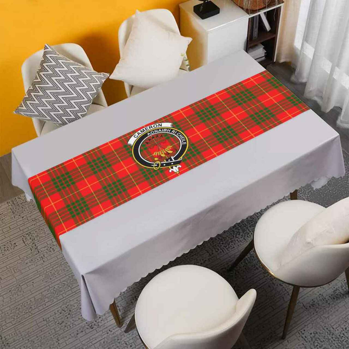 Cameron Tartan Crest Table Runner - Cotton table runner