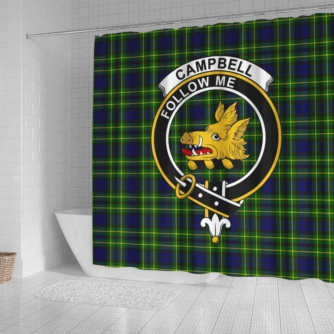 Campbell of Cawdor Tartan Crest Shower Curtain