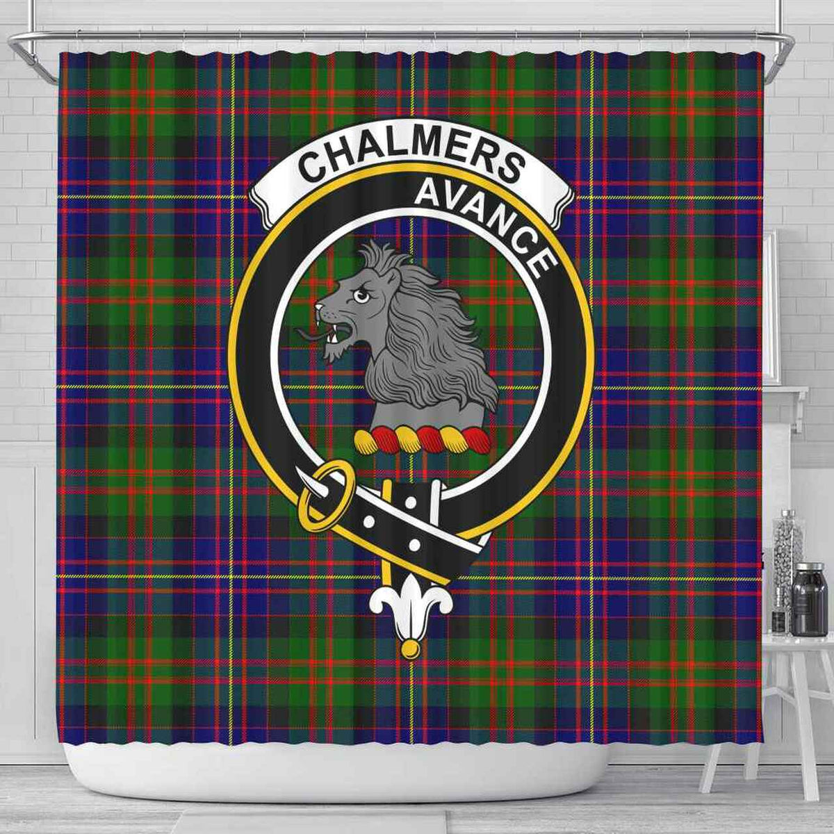 Chalmers Tartan Crest Shower Curtain