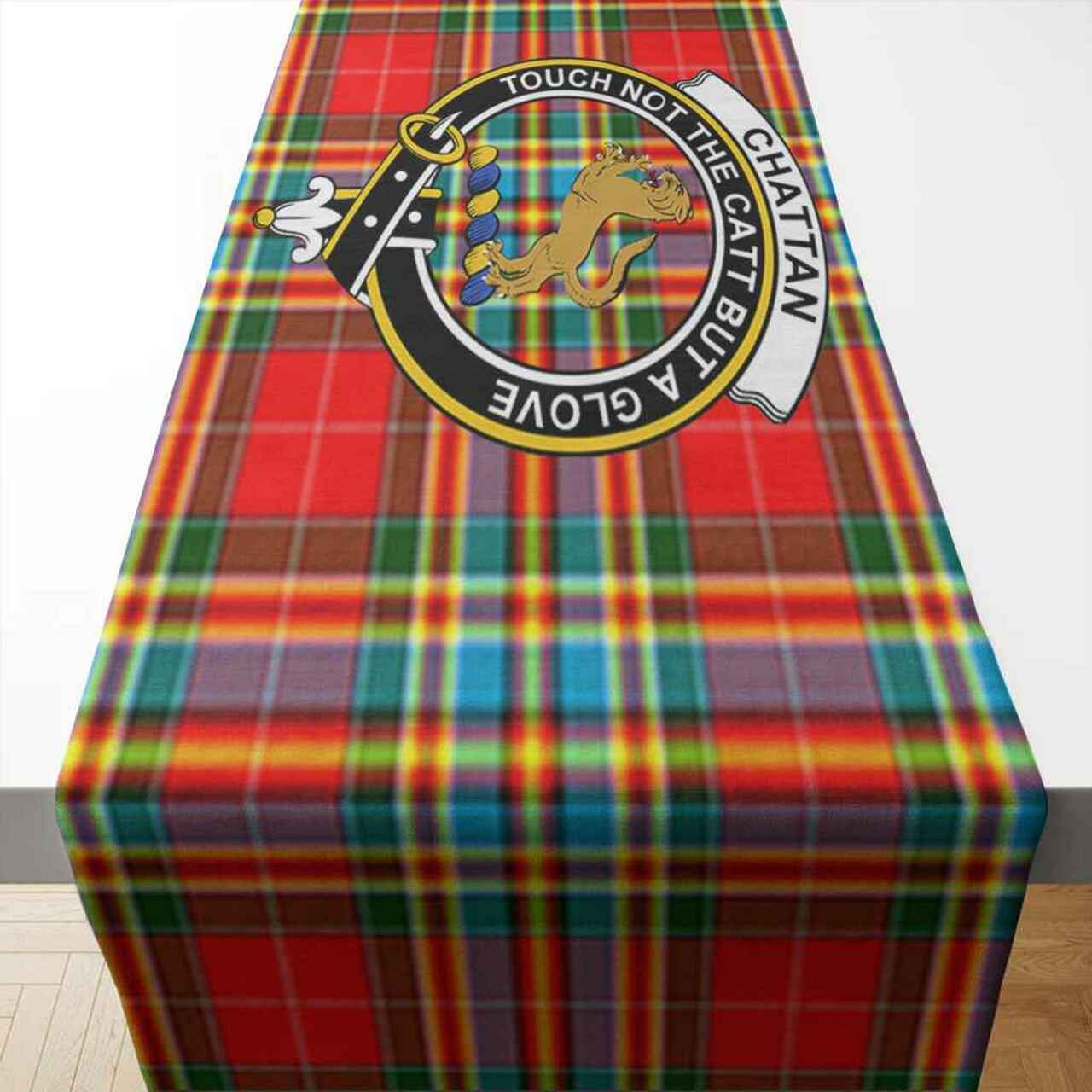 Chattan Tartan Crest Table Runner - Cotton table runner