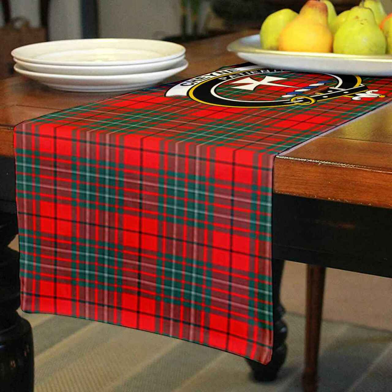 Cheyne Tartan Crest Table Runner - Cotton table runner