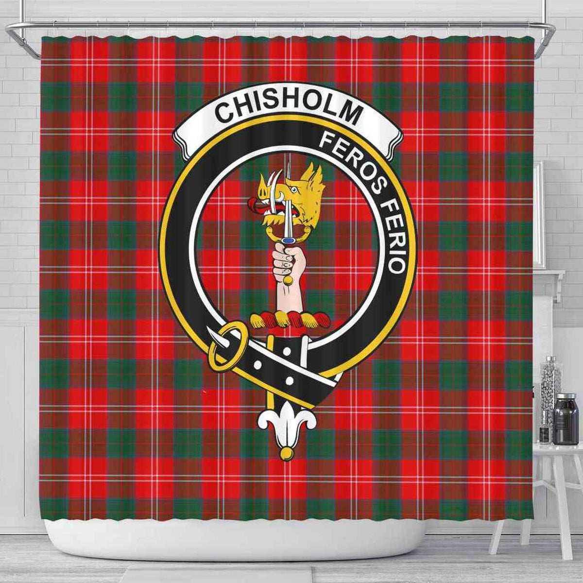 Chisholm Tartan Crest Shower Curtain