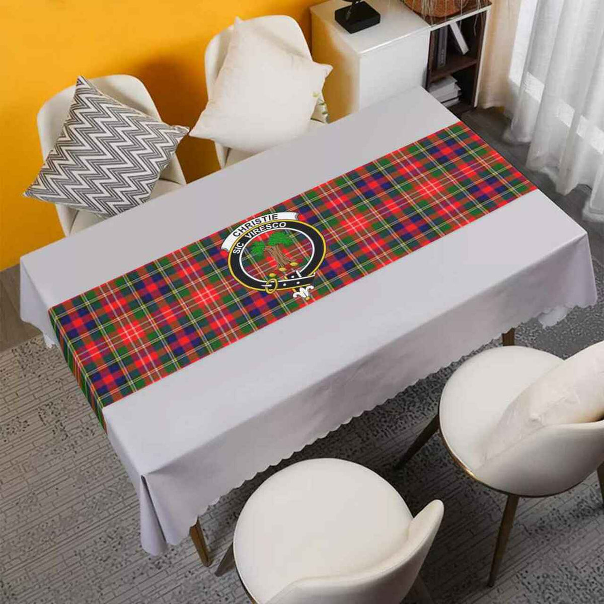 Christie Tartan Crest Table Runner - Cotton table runner