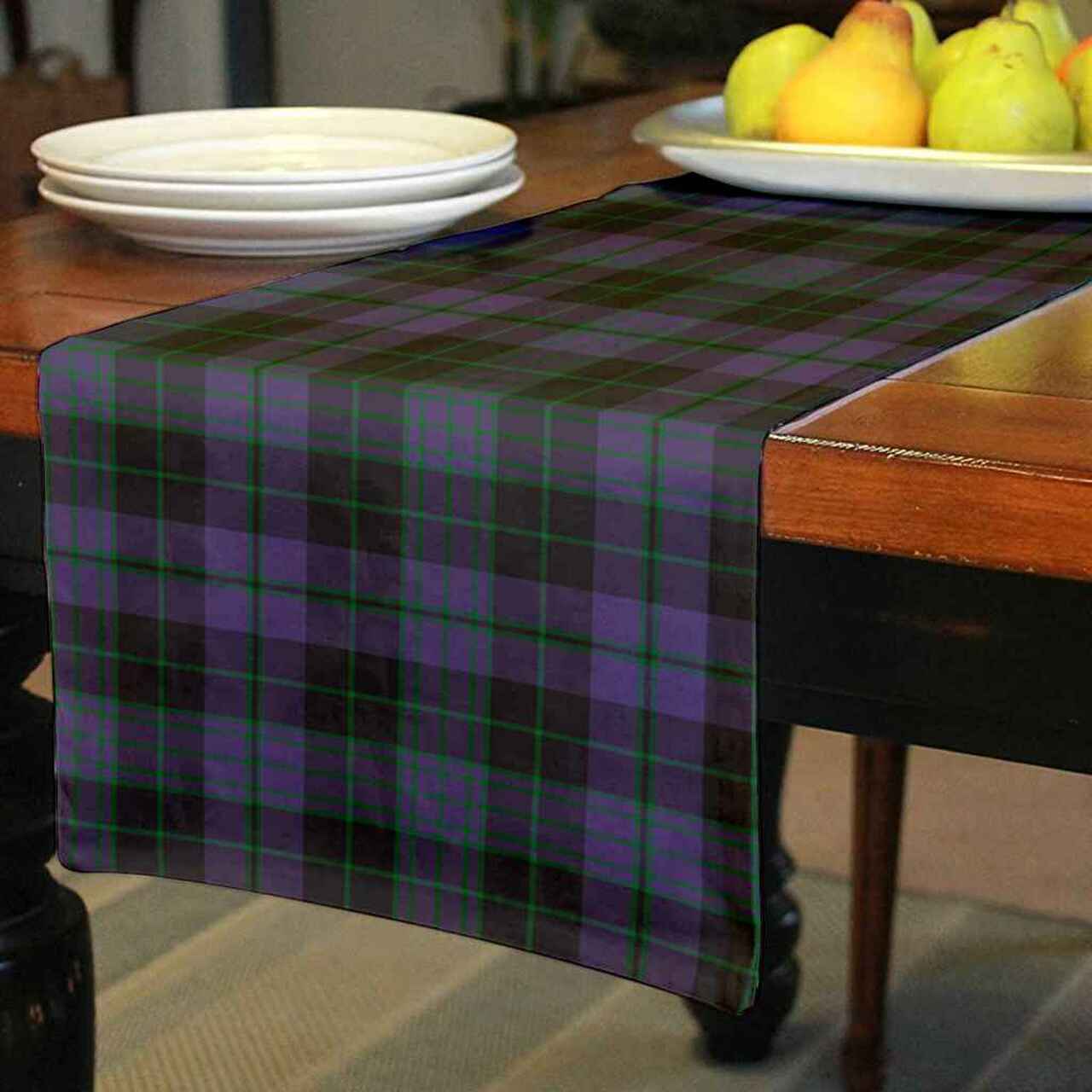 Clergy Green Tartan Table Runner - Cotton table runner