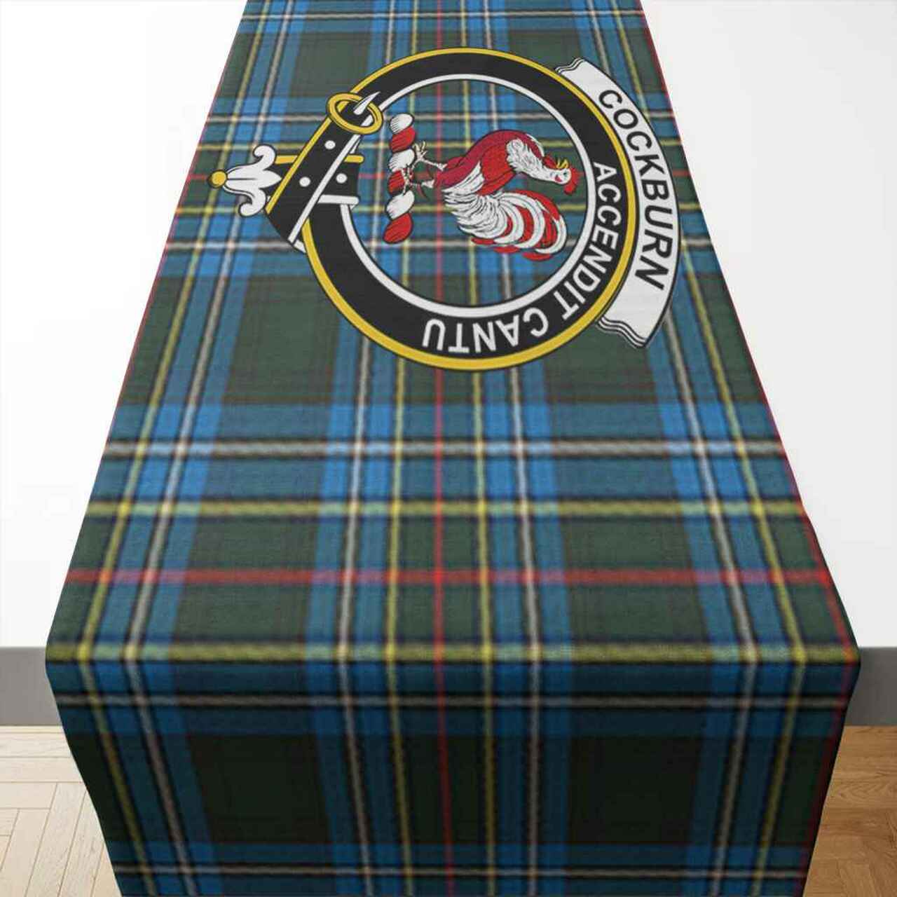 Cockburn Tartan Crest Table Runner - Cotton table runner