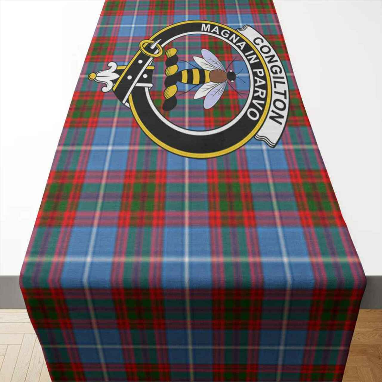 Congilton Tartan Crest Table Runner - Cotton table runner