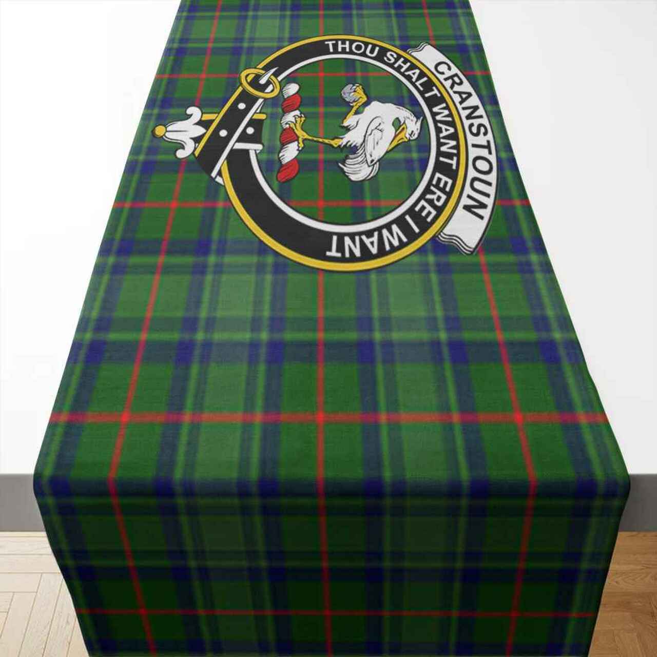 Cranstoun Tartan Crest Table Runner - Cotton table runner