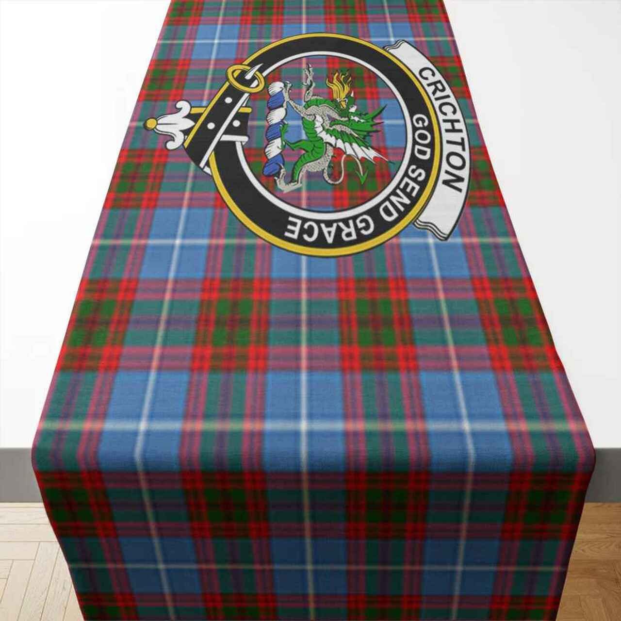 Crichton Tartan Crest Table Runner - Cotton table runner