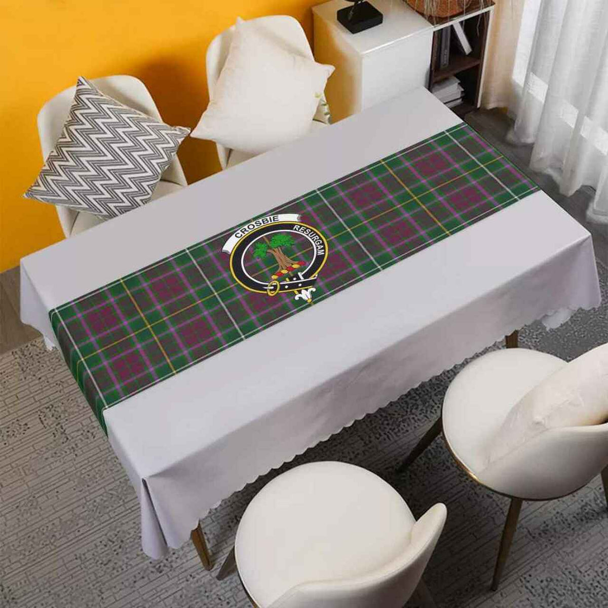 Crosbie Tartan Crest Table Runner - Cotton table runner