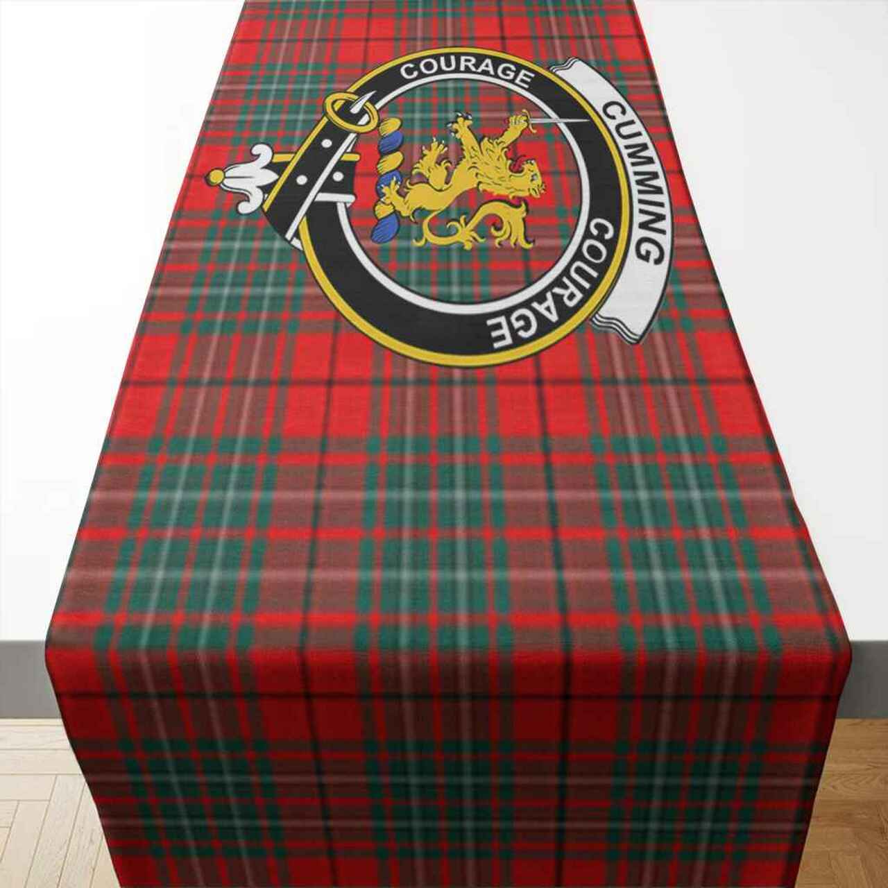 Cumming Tartan Crest Table Runner - Cotton table runner