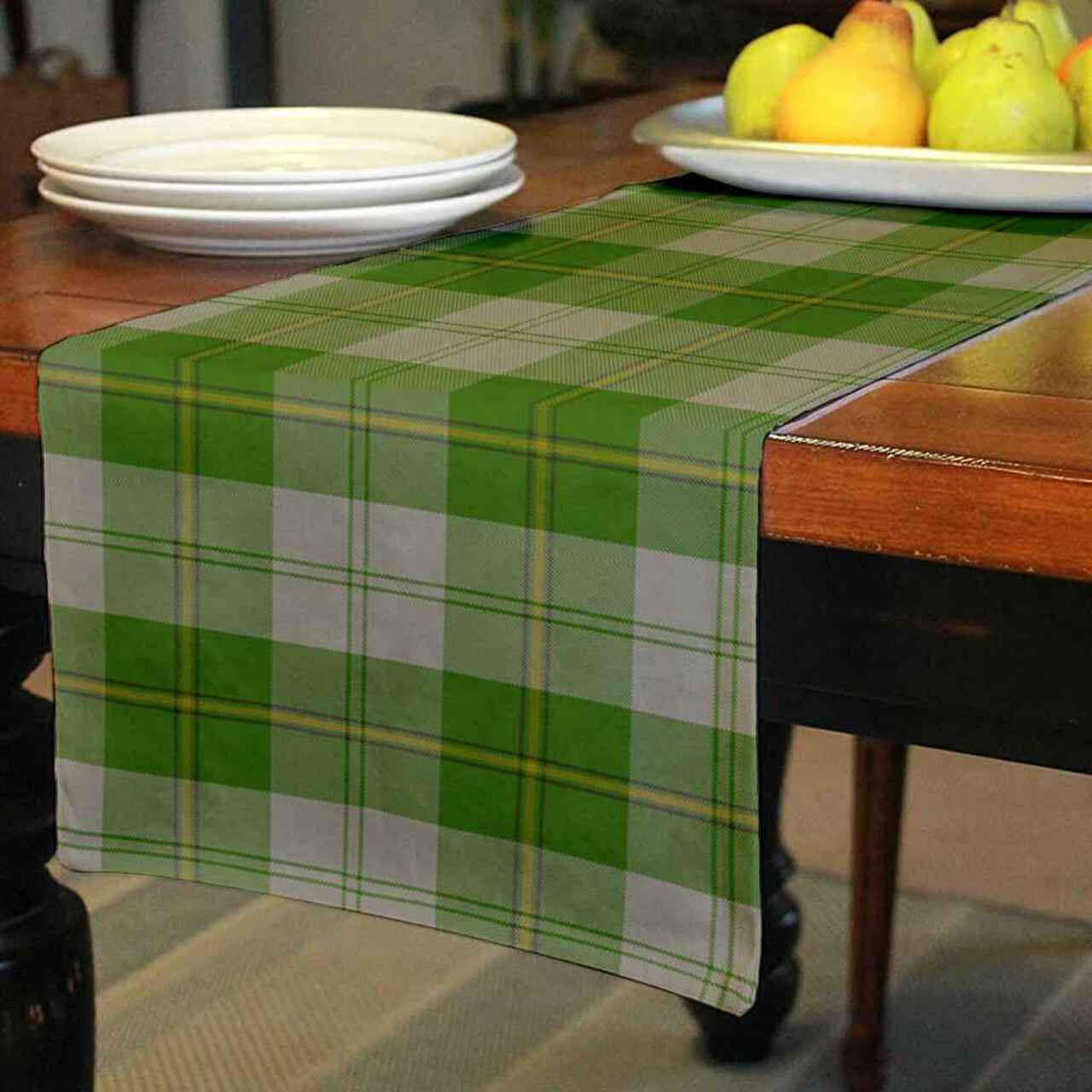 Cunningham Dress Green Dancers Tartan Table Runner - Cotton table runner