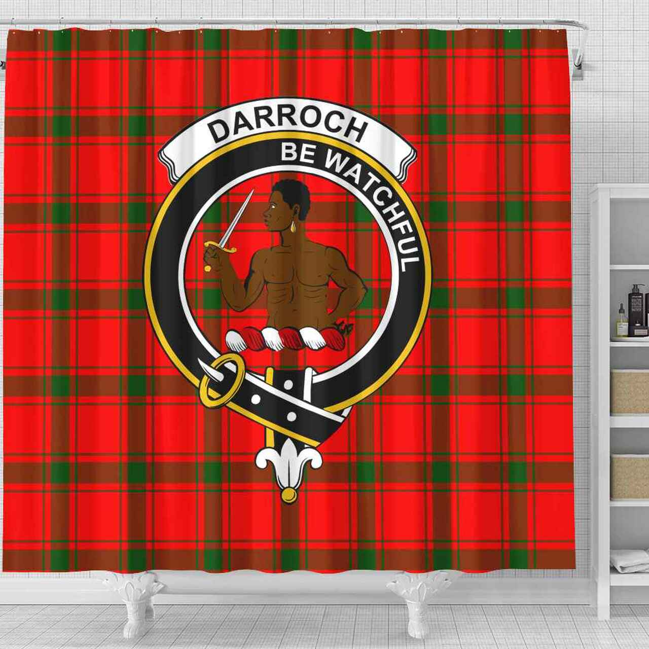 Darroch (Gourock) Tartan Crest Shower Curtain