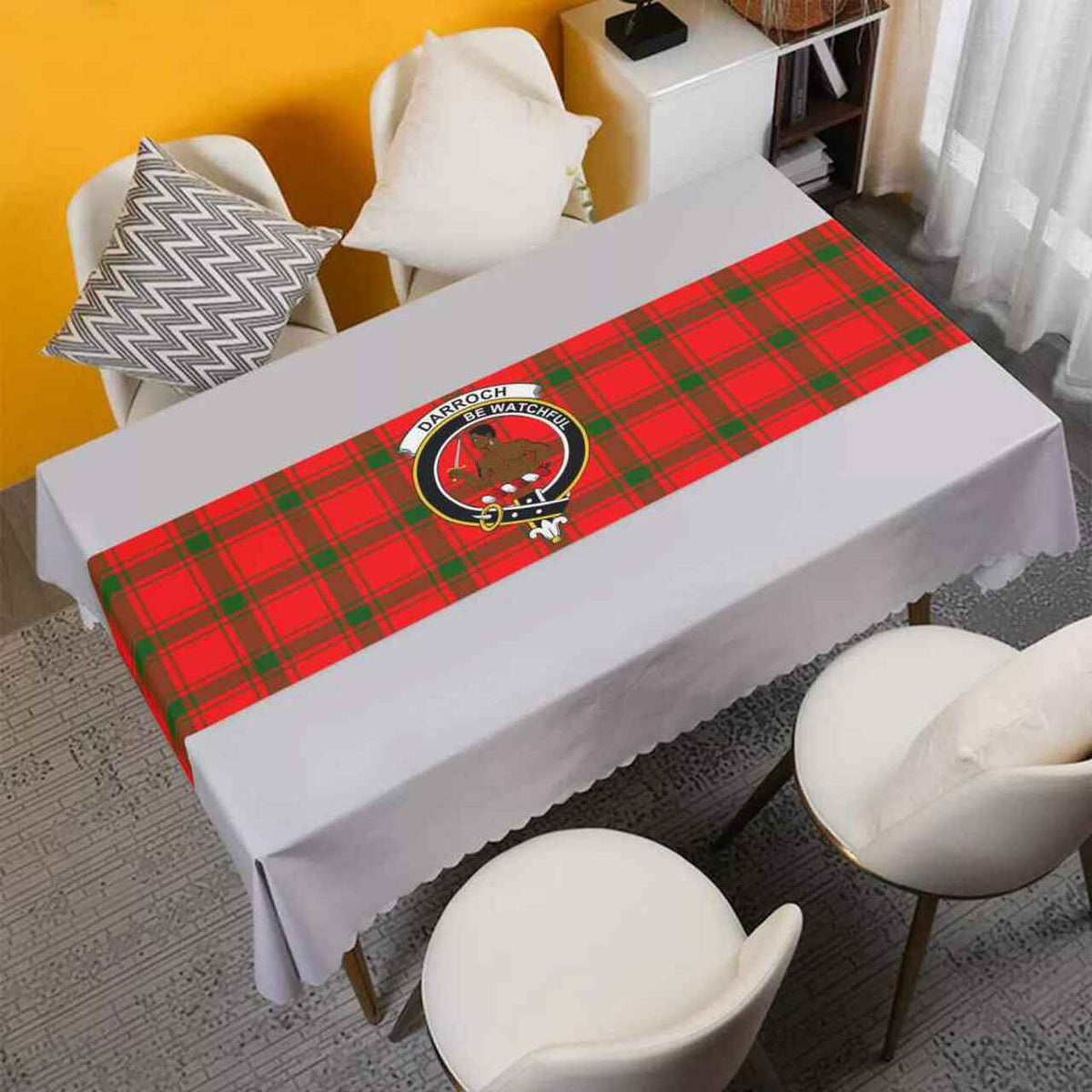 Darroch (Gourock) Tartan Crest Table Runner - Cotton table runner