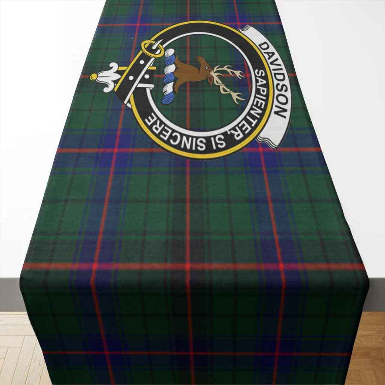 Davidson Tartan Crest Table Runner - Cotton table runner