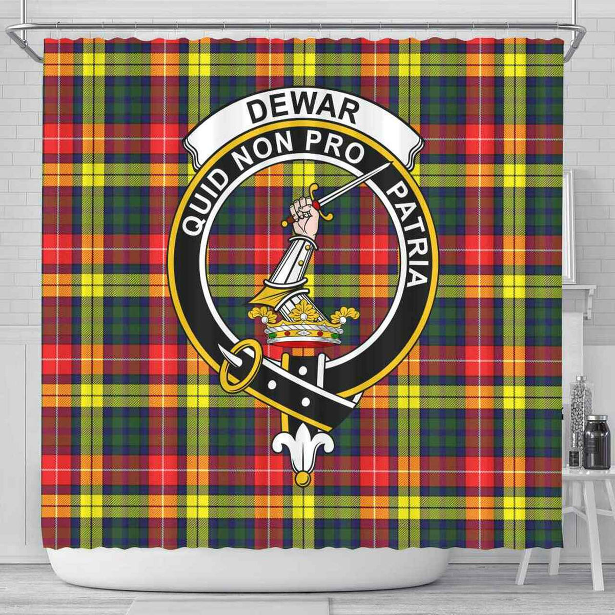 Dewar Tartan Crest Shower Curtain