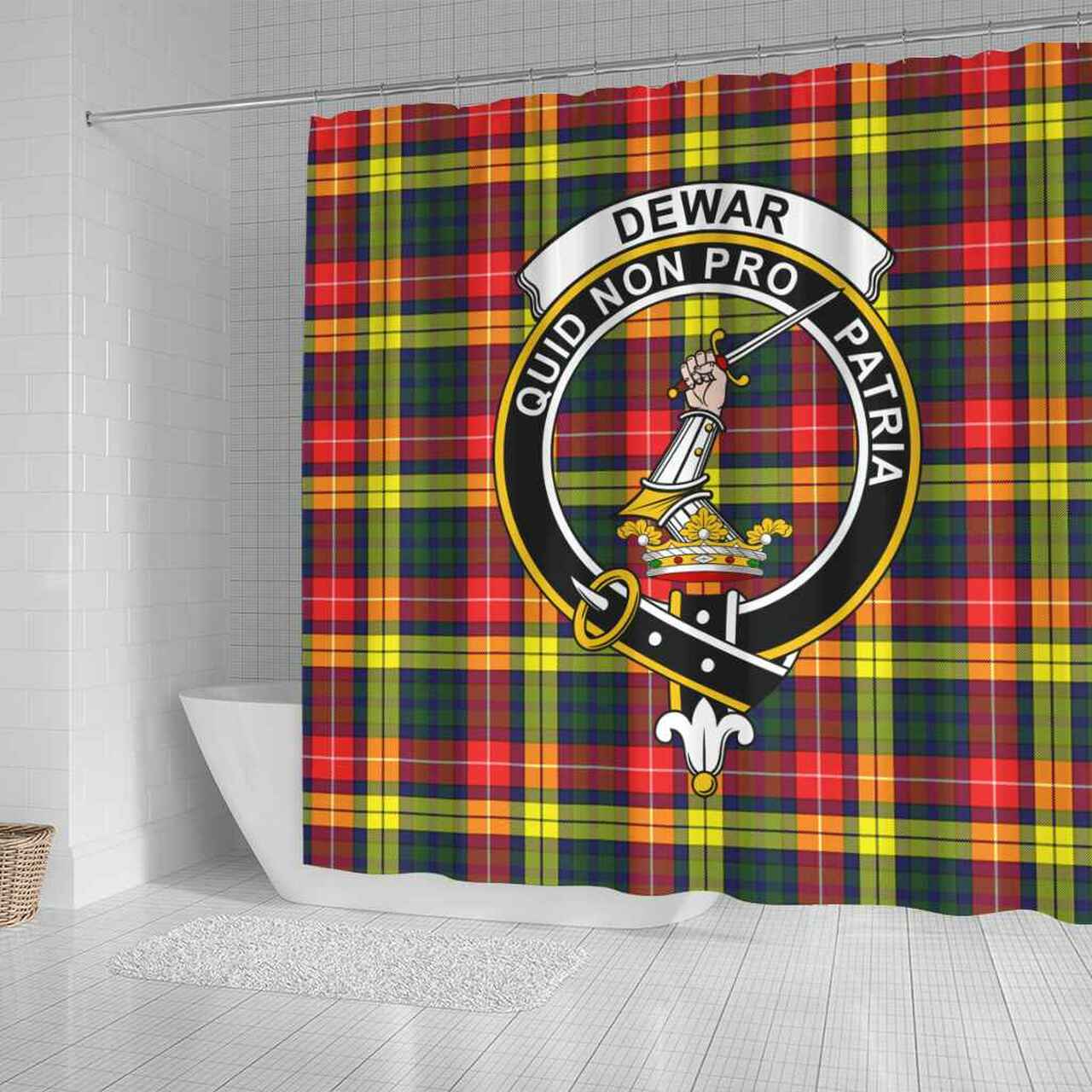 Dewar Tartan Crest Shower Curtain