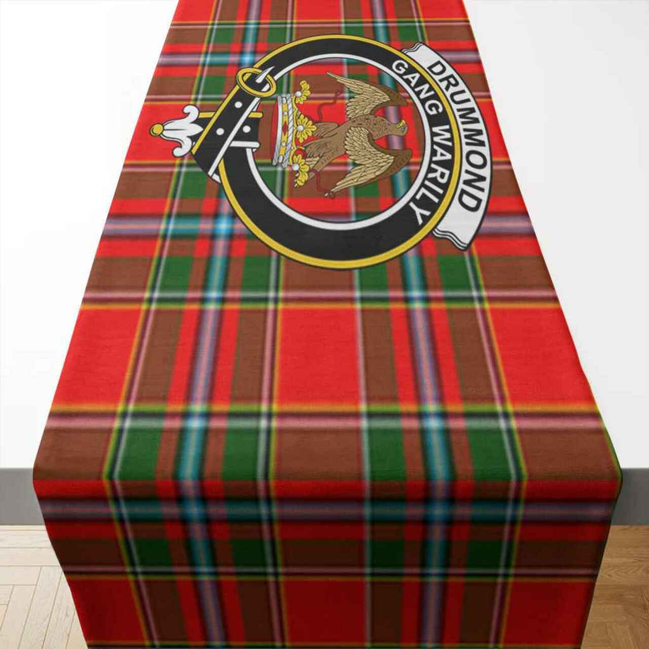 Drummond Tartan Crest Table Runner - Cotton table runner