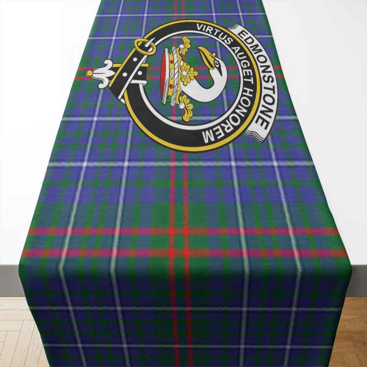 Edmonstone (of Duntreath) Tartan Crest Table Runner - Cotton table runner