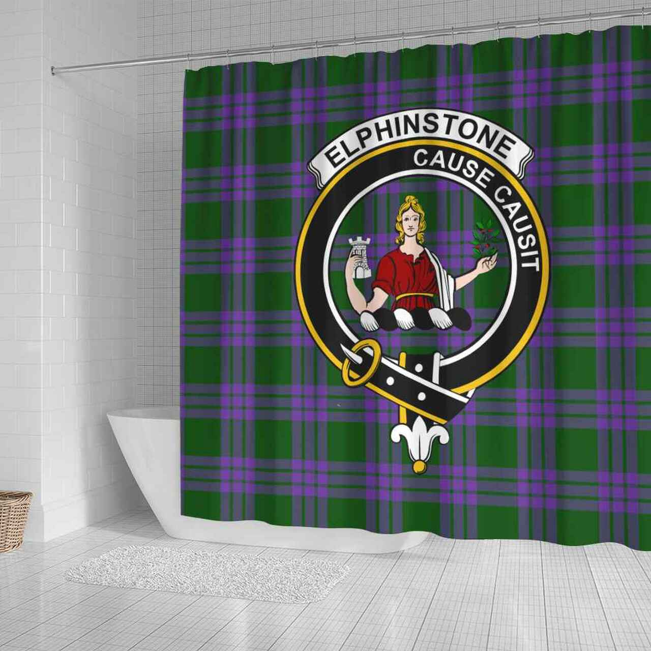 Elphinstone Tartan Crest Shower Curtain