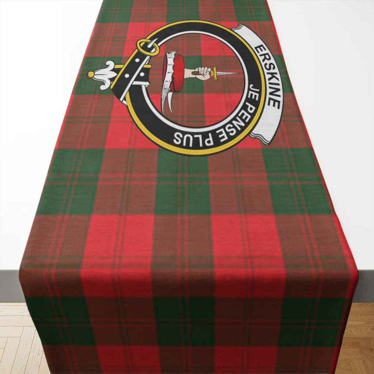 Erskine Tartan Crest Table Runner - Cotton table runner