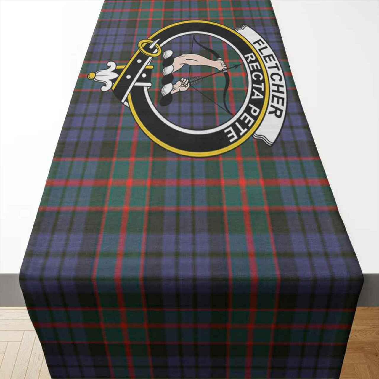 Fletcher Tartan Crest Table Runner - Cotton table runner