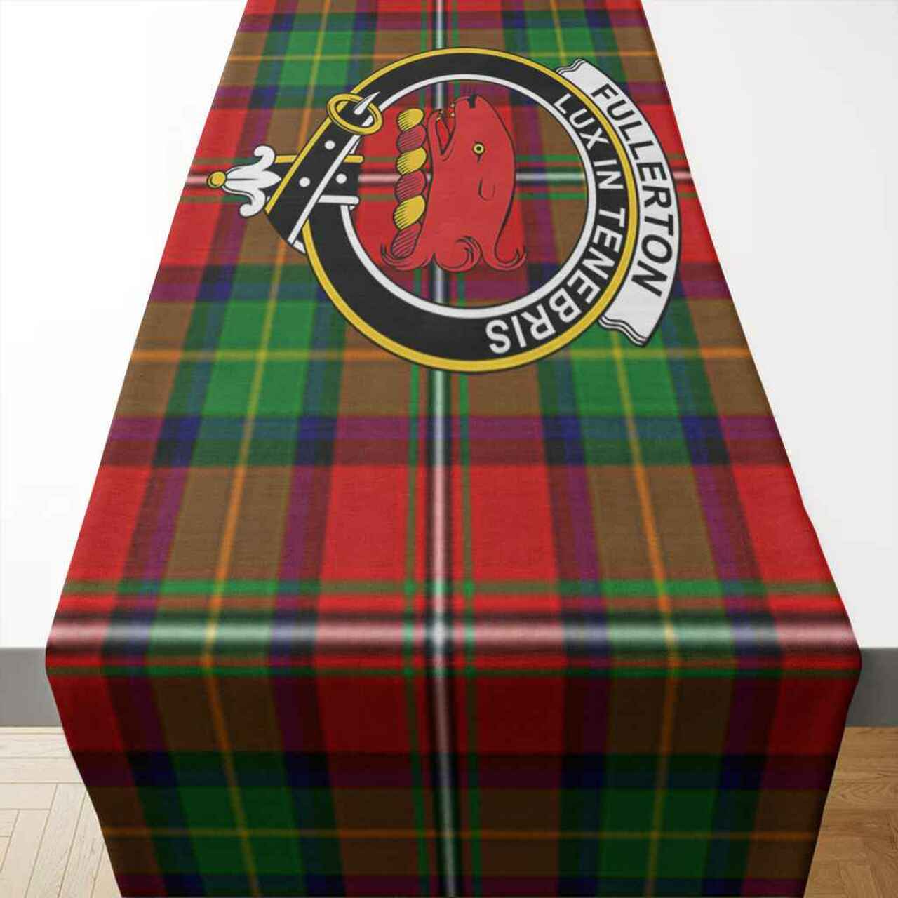 Fullerton Tartan Crest Table Runner - Cotton table runner