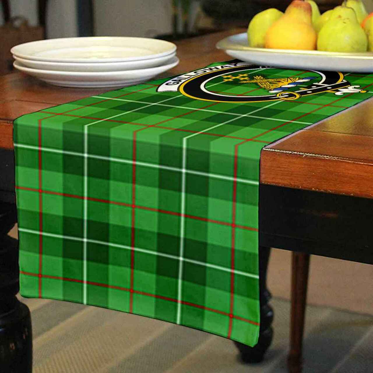 Galloway Tartan Crest Table Runner - Cotton table runner