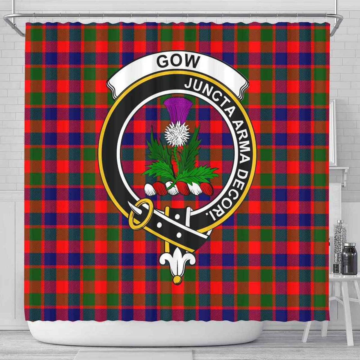 Gow (of Skeoch) Tartan Crest Shower Curtain