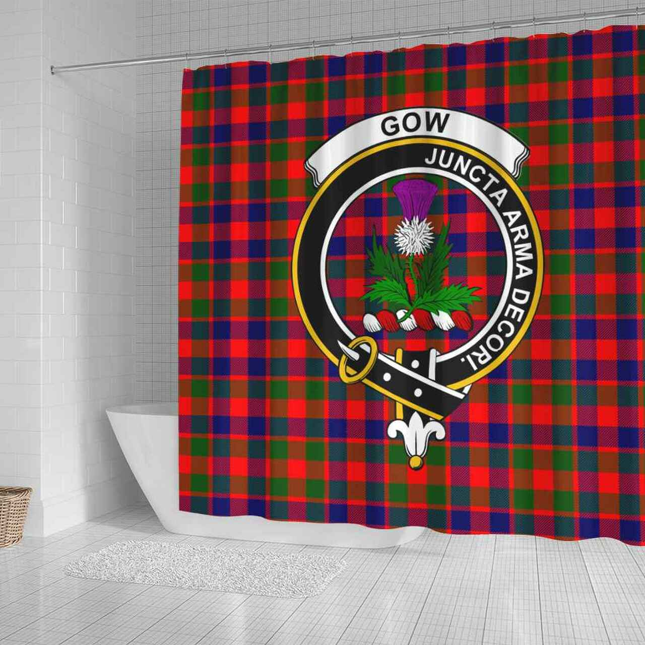 Gow (of Skeoch) Tartan Crest Shower Curtain