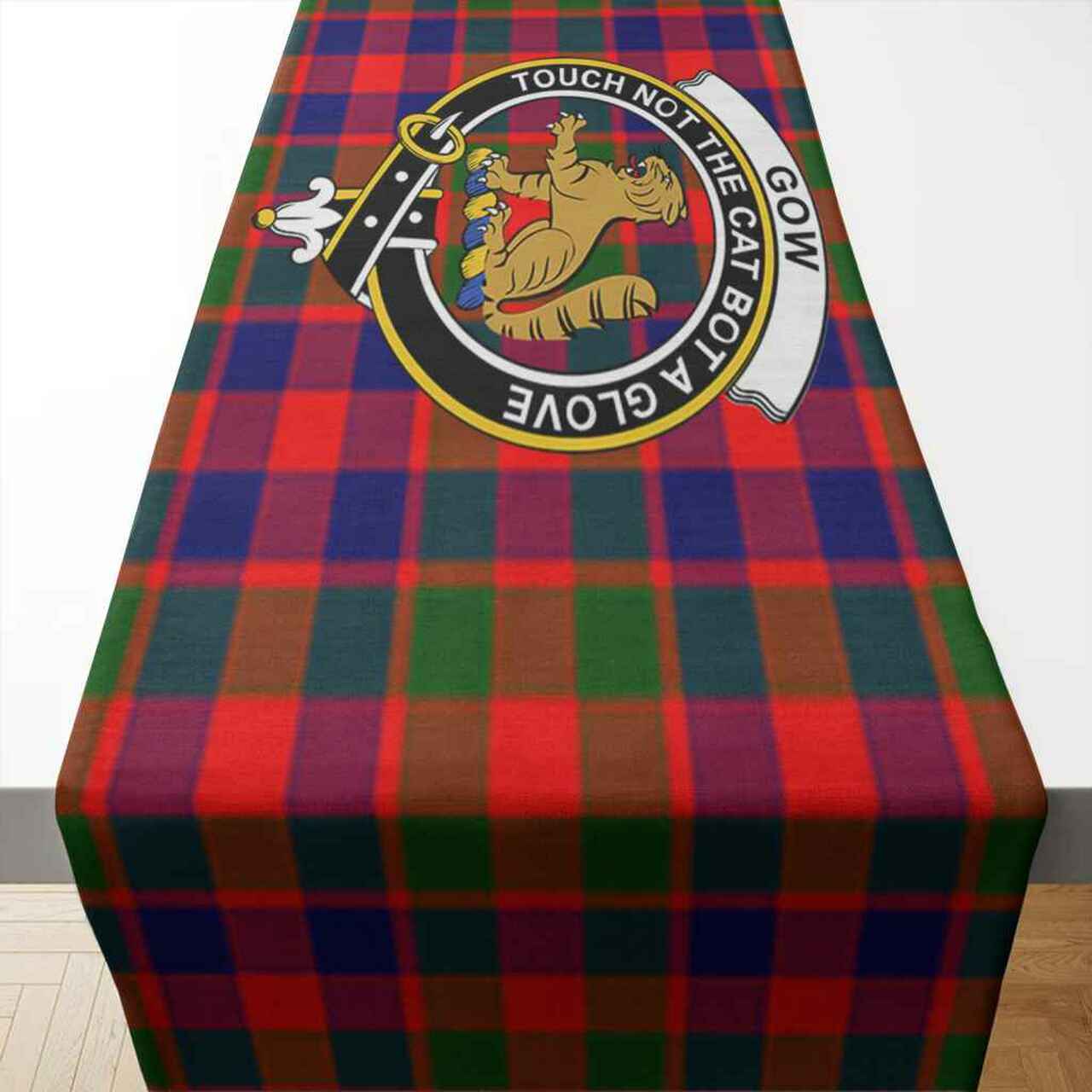 Gow (or McGouan) Tartan Crest Table Runner - Cotton table runner