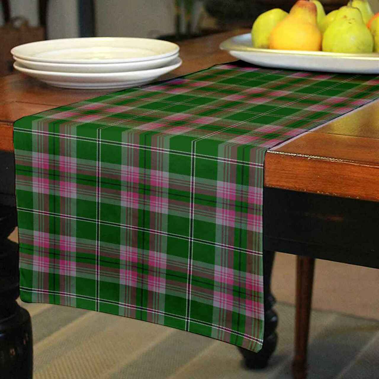 Gray Hunting Tartan Table Runner - Cotton table runner