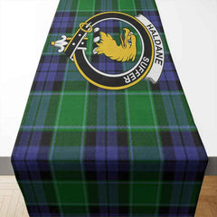 Haldane Tartan Crest Table Runner - Cotton table runner