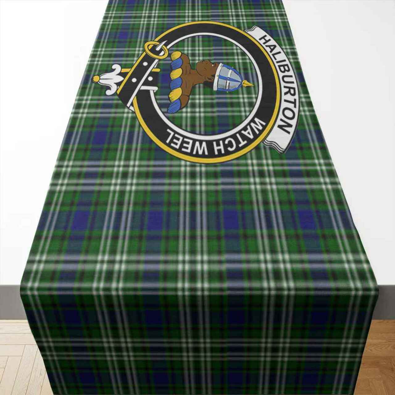 Haliburton Tartan Crest Table Runner - Cotton table runner