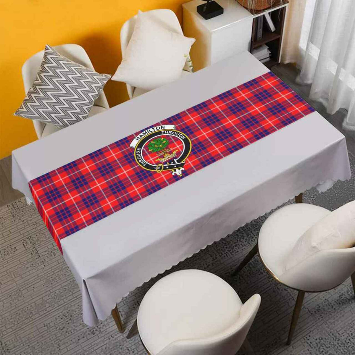 Hamilton Tartan Crest Table Runner - Cotton table runner