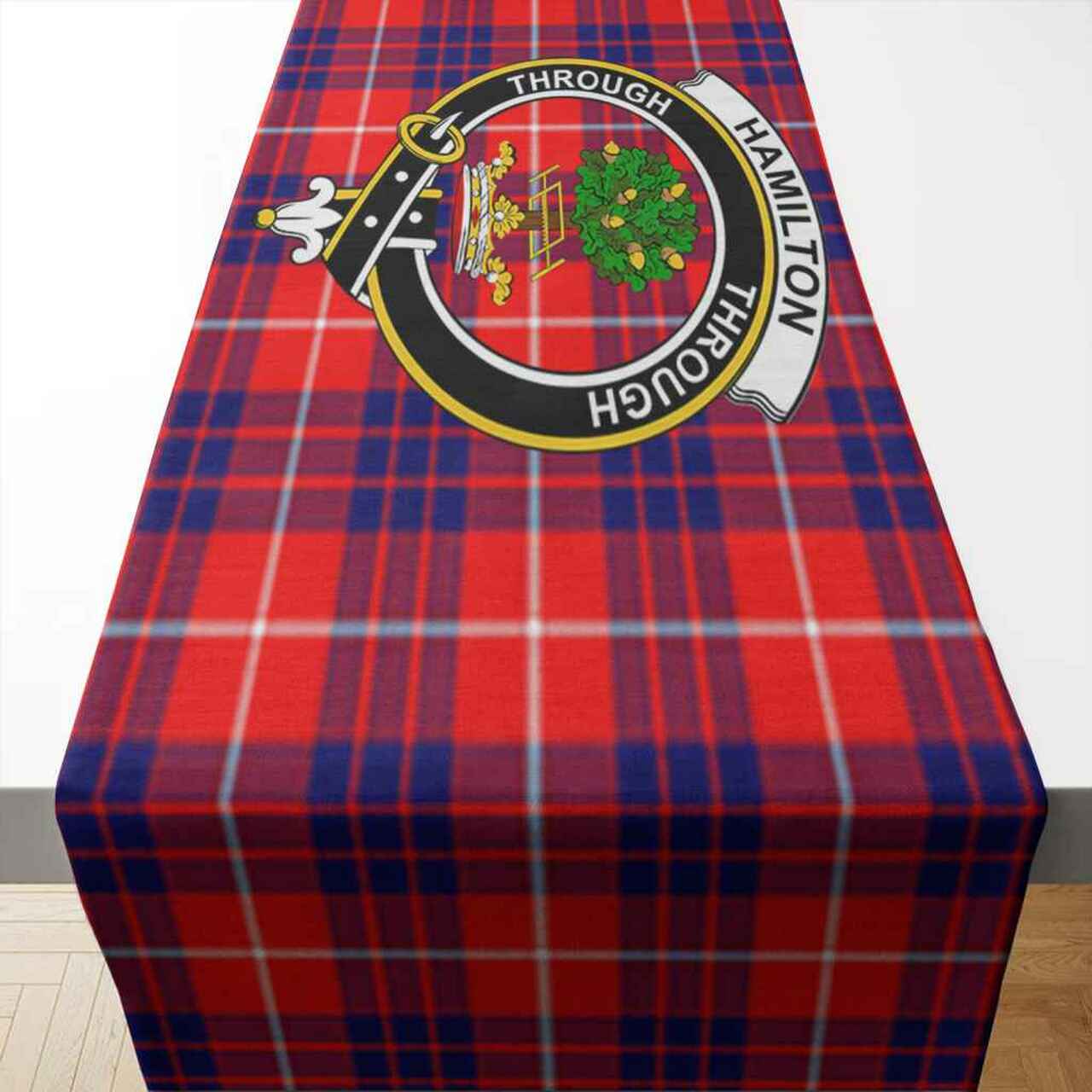 Hamilton Tartan Crest Table Runner - Cotton table runner