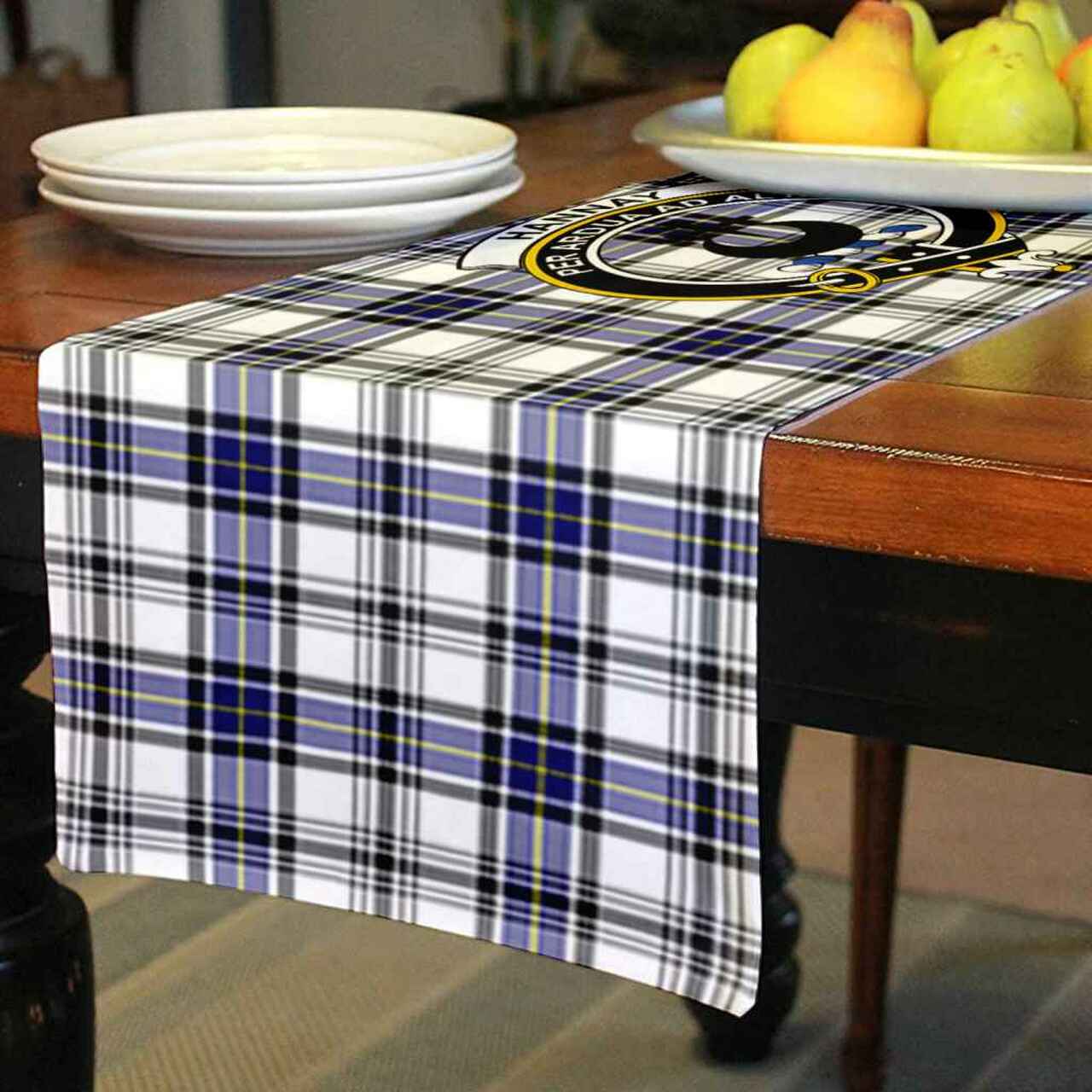 Hannay Tartan Crest Table Runner - Cotton table runner