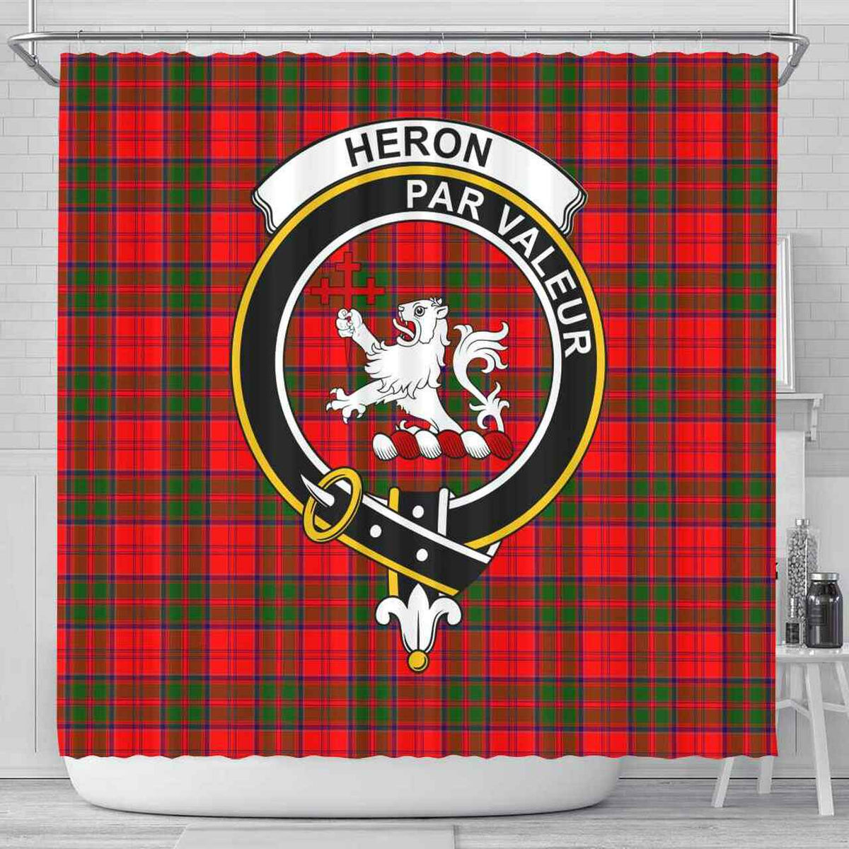 Heron Tartan Crest Shower Curtain