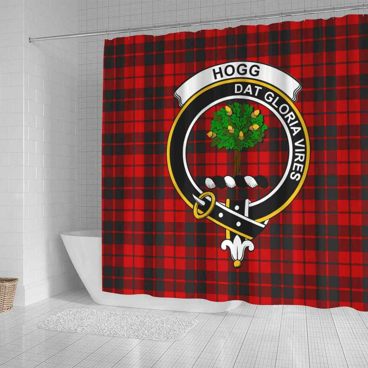 Hogg (or Hog) Tartan Crest Shower Curtain