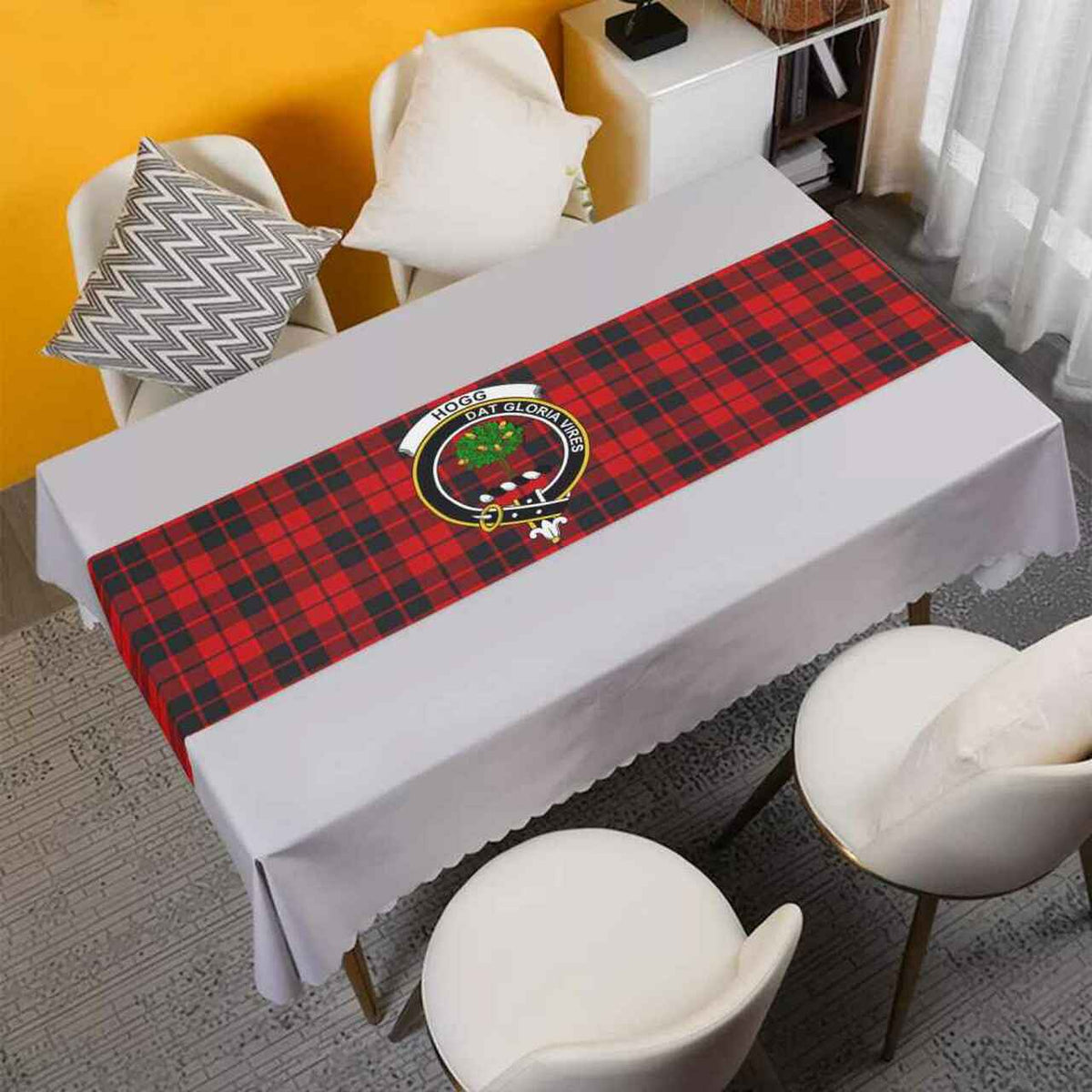 Hogg (or Hog) Tartan Crest Table Runner - Cotton table runner