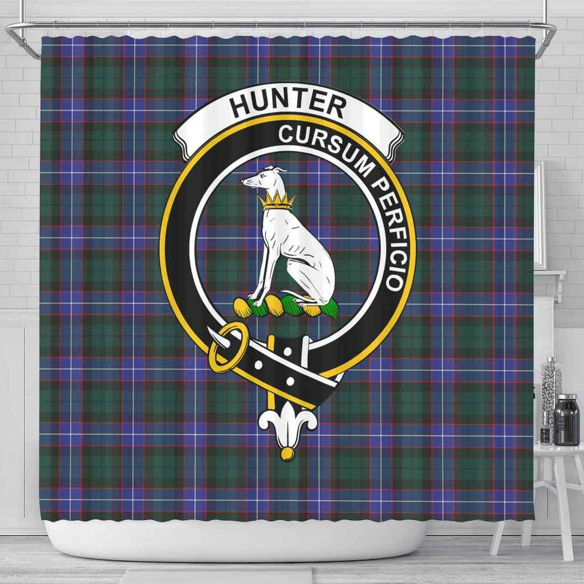 Hunter Tartan Crest Shower Curtain